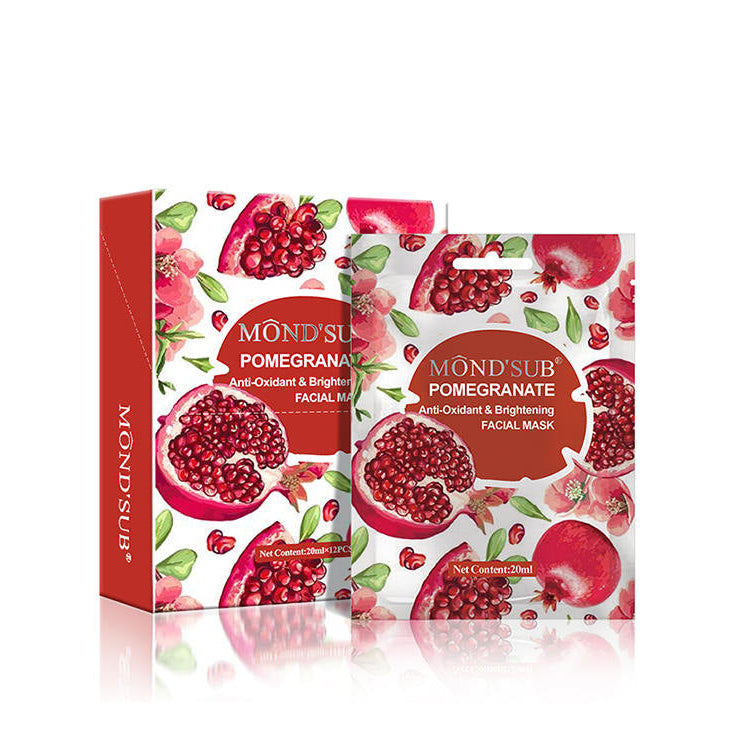 Pomegranate anti-oxidant facial mask for brightening tired skin and boosting radiance.